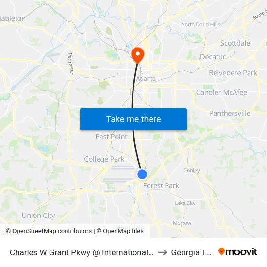 Charles W Grant Pkwy @ International Pkwy to Georgia Tech map