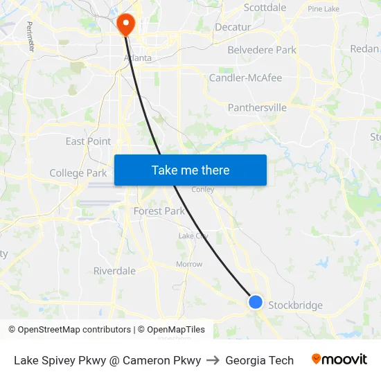 Lake Spivey Pkwy @ Cameron Pkwy to Georgia Tech map