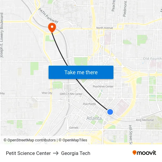 Petit Science Center to Georgia Tech map