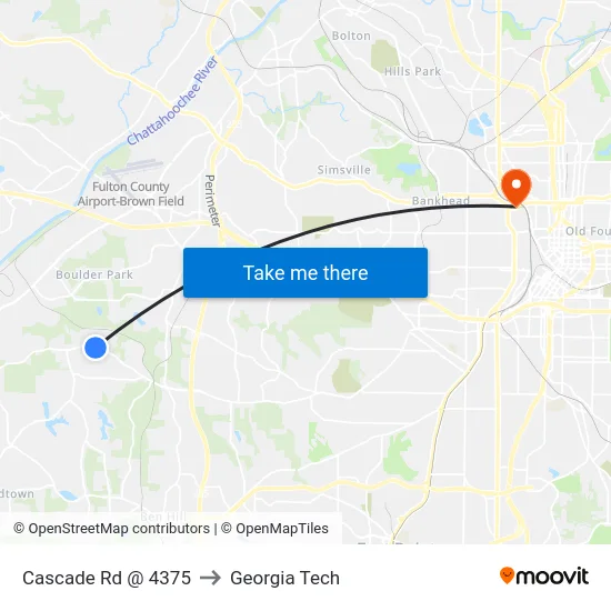 Cascade Rd @ 4375 to Georgia Tech map