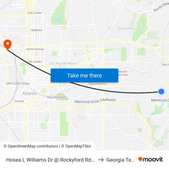 Hosea L Williams Dr @ Rockyford Rd SE to Georgia Tech map
