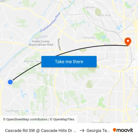 Cascade Rd SW @ Cascade Hills Dr SW to Georgia Tech map