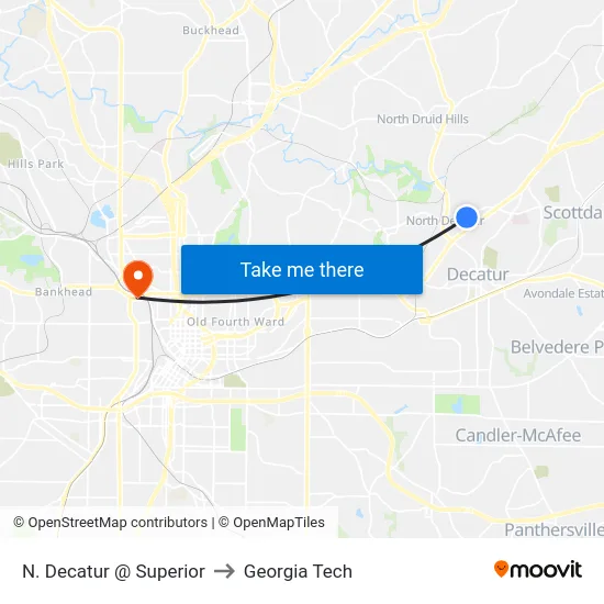 N. Decatur @ Superior to Georgia Tech map