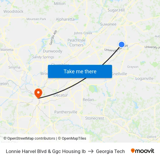 Lonnie Harvel Blvd & Ggc Housing Ib to Georgia Tech map
