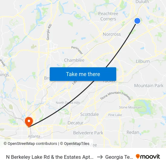 N Berkeley Lake Rd & the Estates Apts Ob to Georgia Tech map