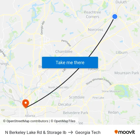 N Berkeley Lake Rd & Storage Ib to Georgia Tech map