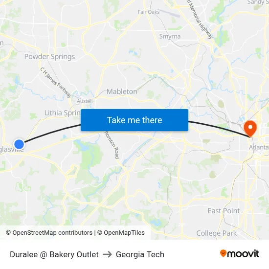 Duralee @ Bakery Outlet to Georgia Tech map