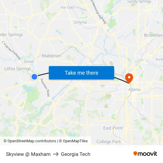 Skyview @ Maxham to Georgia Tech map