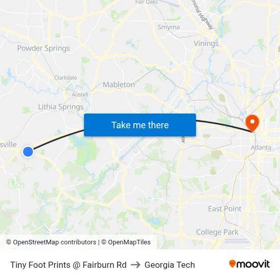 Tiny Foot Prints @ Fairburn Rd to Georgia Tech map