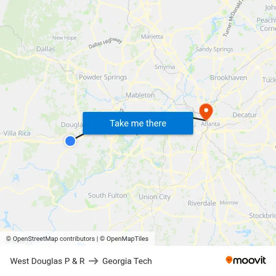 West Douglas P & R to Georgia Tech map