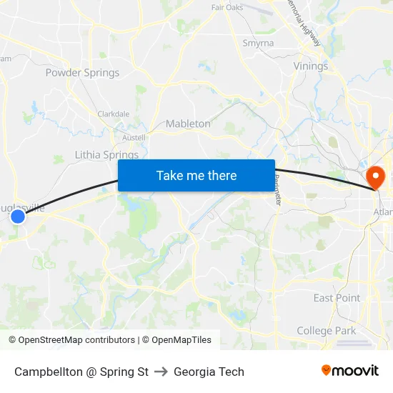 Campbellton @ Spring St to Georgia Tech map