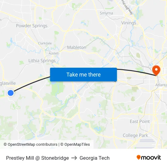 Prestley Mill @ Stonebridge to Georgia Tech map