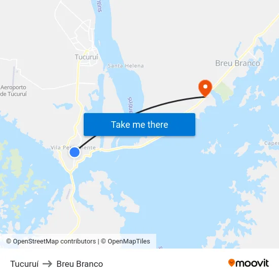 Tucuruí to Breu Branco map