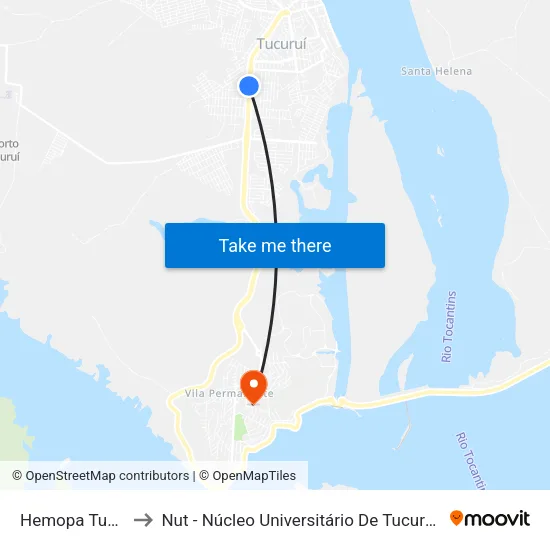 Hemopa Tucuruí to Nut - Núcleo Universitário De Tucuruí (Ufpa) map