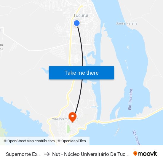 Supernorte Express to Nut - Núcleo Universitário De Tucuruí (Ufpa) map