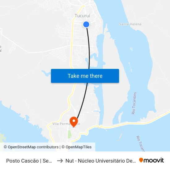 Posto Cascão | Sentido Oeste to Nut - Núcleo Universitário De Tucuruí (Ufpa) map