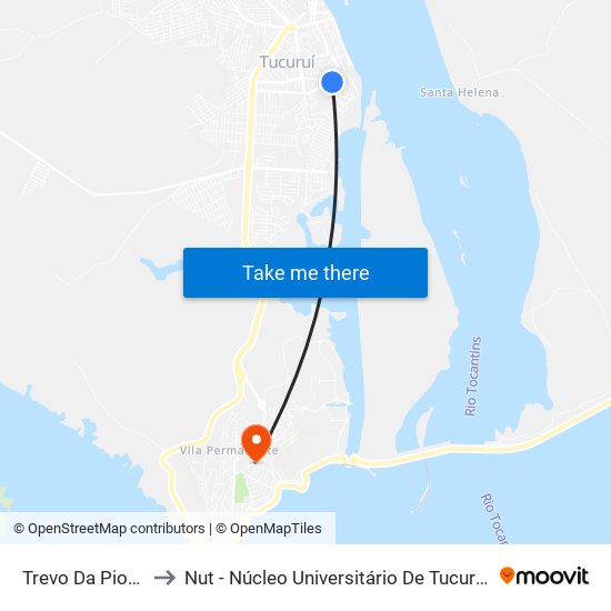 Trevo Da Pioneira to Nut - Núcleo Universitário De Tucuruí (Ufpa) map
