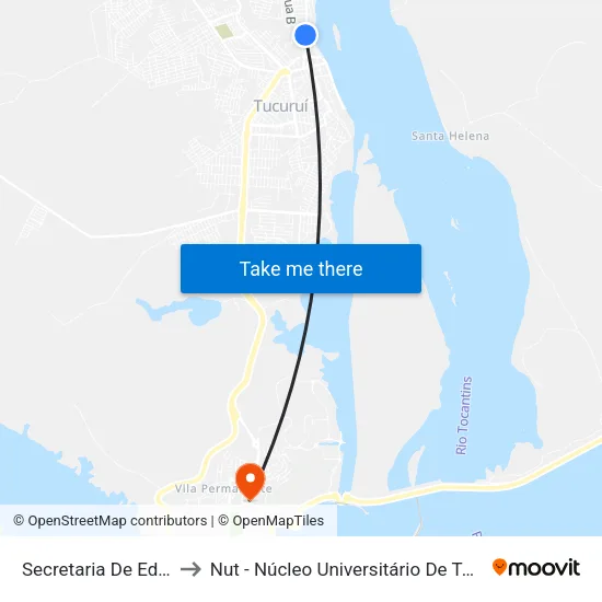 Secretaria De Educação to Nut - Núcleo Universitário De Tucuruí (Ufpa) map