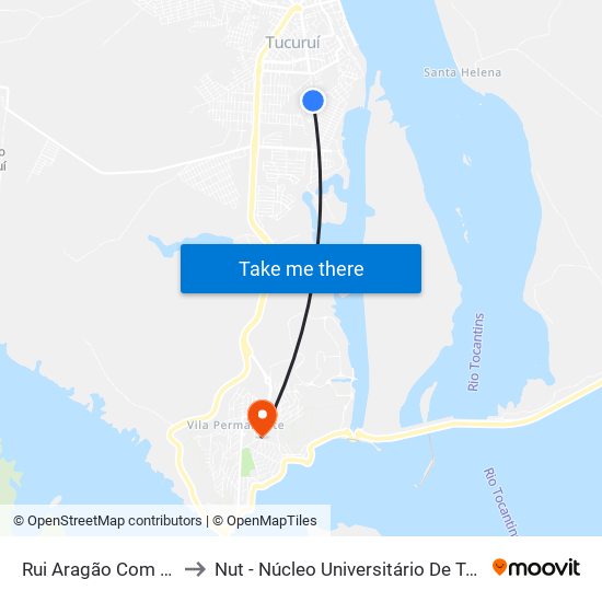 Rui Aragão Com Icoaraci to Nut - Núcleo Universitário De Tucuruí (Ufpa) map
