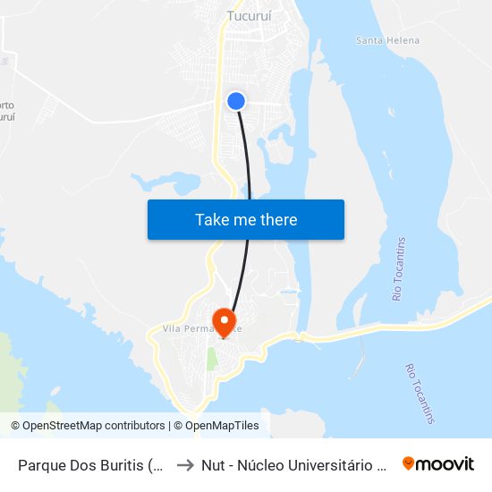 Parque Dos Buritis (Entre R. 5 E 1) to Nut - Núcleo Universitário De Tucuruí (Ufpa) map