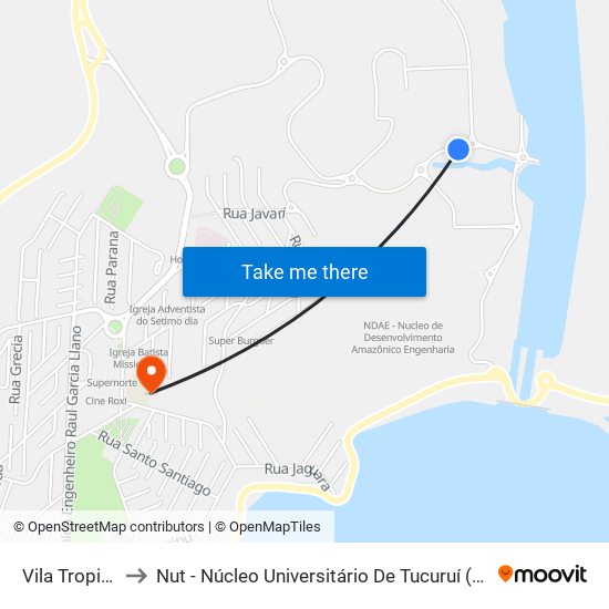 Vila Tropical to Nut - Núcleo Universitário De Tucuruí (Ufpa) map