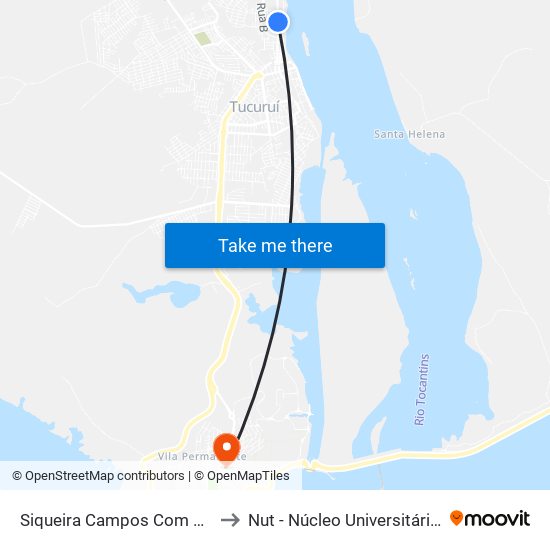 Siqueira Campos Com Pass. F | Sentido Sul to Nut - Núcleo Universitário De Tucuruí (Ufpa) map