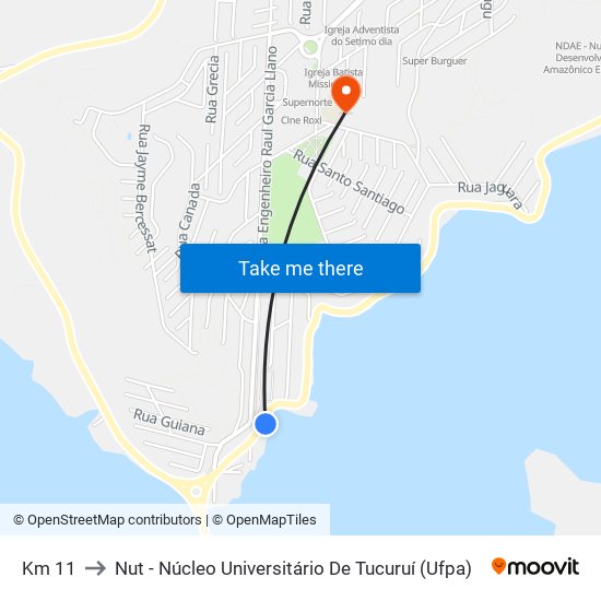 Km 11 to Nut - Núcleo Universitário De Tucuruí (Ufpa) map