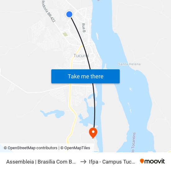 Assembleia | Brasília Com Bahia to Ifpa - Campus Tucuruí map