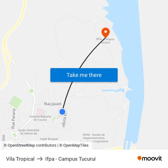 Vila Tropical to Ifpa - Campus Tucuruí map