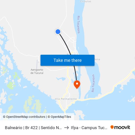 Balneário | Br 422 | Sentido Norte to Ifpa - Campus Tucuruí map