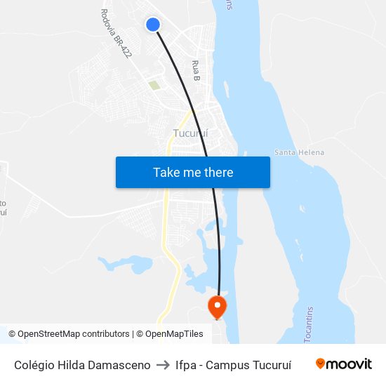 Colégio Hilda Damasceno to Ifpa - Campus Tucuruí map