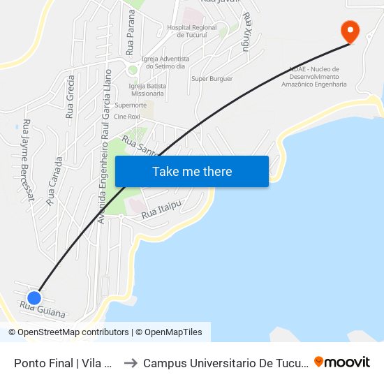 Ponto Final | Vila Marabá to Campus Universitario De Tucuruí (Ufpa) map