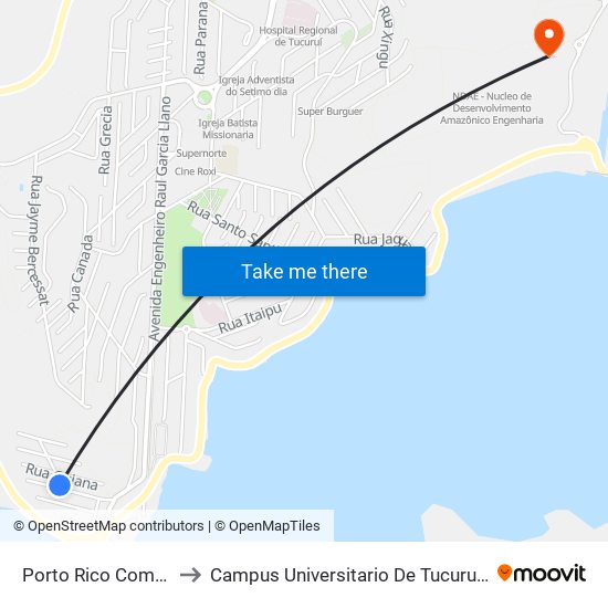 Porto Rico Com Peru to Campus Universitario De Tucuruí (Ufpa) map