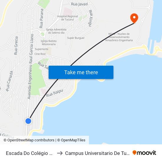 Escada Do Colégio Grão-Pará to Campus Universitario De Tucuruí (Ufpa) map