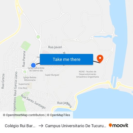 Colégio Rui Barbosa to Campus Universitario De Tucuruí (Ufpa) map