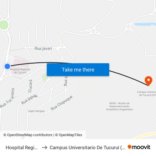 Hospital Regional to Campus Universitario De Tucuruí (Ufpa) map