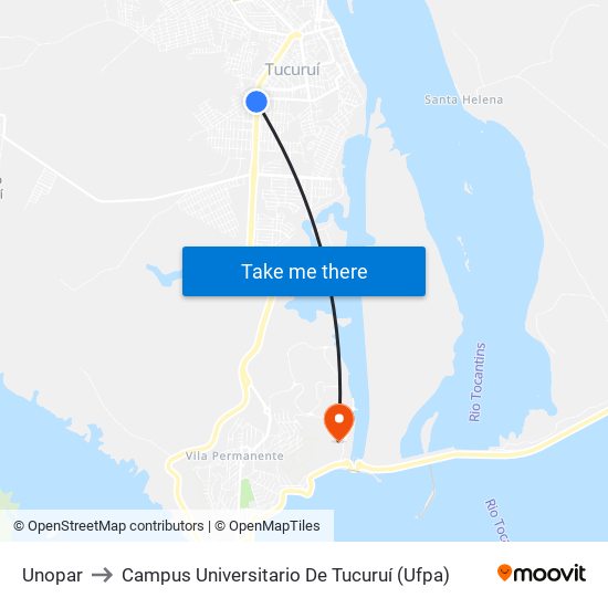 Unopar to Campus Universitario De Tucuruí (Ufpa) map
