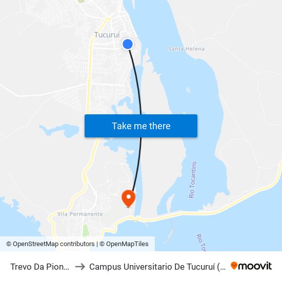 Trevo Da Pioneira to Campus Universitario De Tucuruí (Ufpa) map