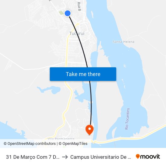 31 De Março Com 7 De Setembro to Campus Universitario De Tucuruí (Ufpa) map