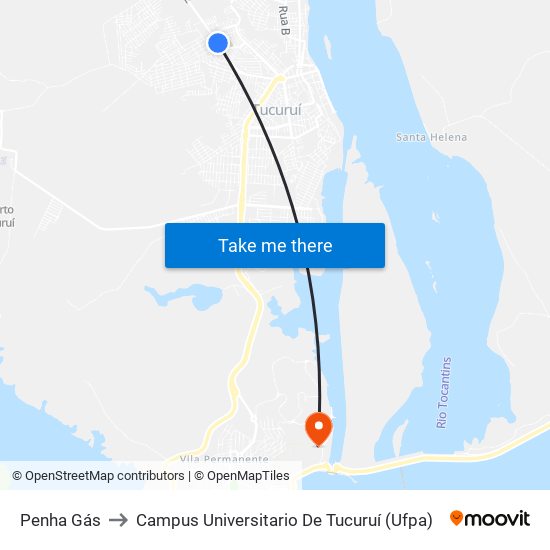 Penha Gás to Campus Universitario De Tucuruí (Ufpa) map