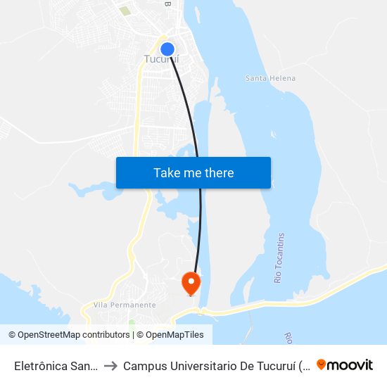 Eletrônica Santos to Campus Universitario De Tucuruí (Ufpa) map