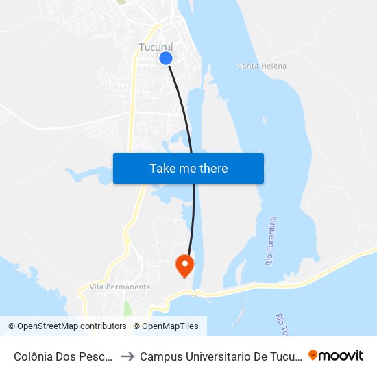 Colônia Dos Pescadores to Campus Universitario De Tucuruí (Ufpa) map