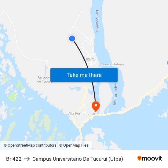 Br 422 to Campus Universitario De Tucuruí (Ufpa) map