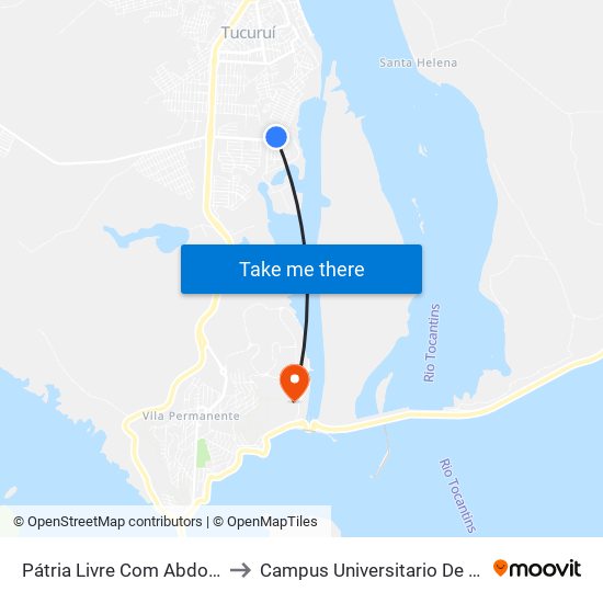 Pátria Livre Com Abdon De Oliveira to Campus Universitario De Tucuruí (Ufpa) map