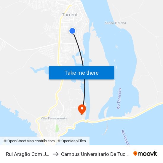 Rui Aragão Com Jacundá to Campus Universitario De Tucuruí (Ufpa) map