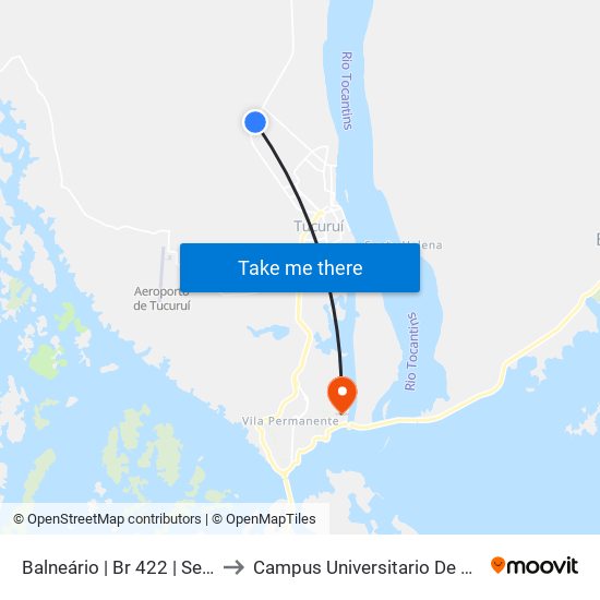 Balneário | Br 422 | Sentido Norte to Campus Universitario De Tucuruí (Ufpa) map