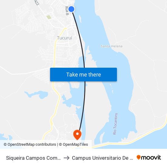 Siqueira Campos Com Santa Maria to Campus Universitario De Tucuruí (Ufpa) map