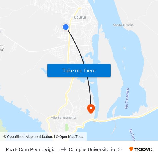 Rua F Com Pedro Vigia | Sentido Sul to Campus Universitario De Tucuruí (Ufpa) map