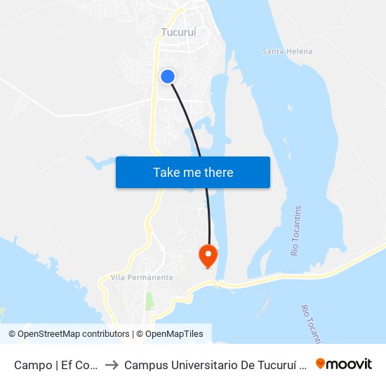 Campo | Ef Com 4 to Campus Universitario De Tucuruí (Ufpa) map
