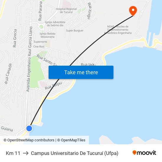 Km 11 to Campus Universitario De Tucuruí (Ufpa) map